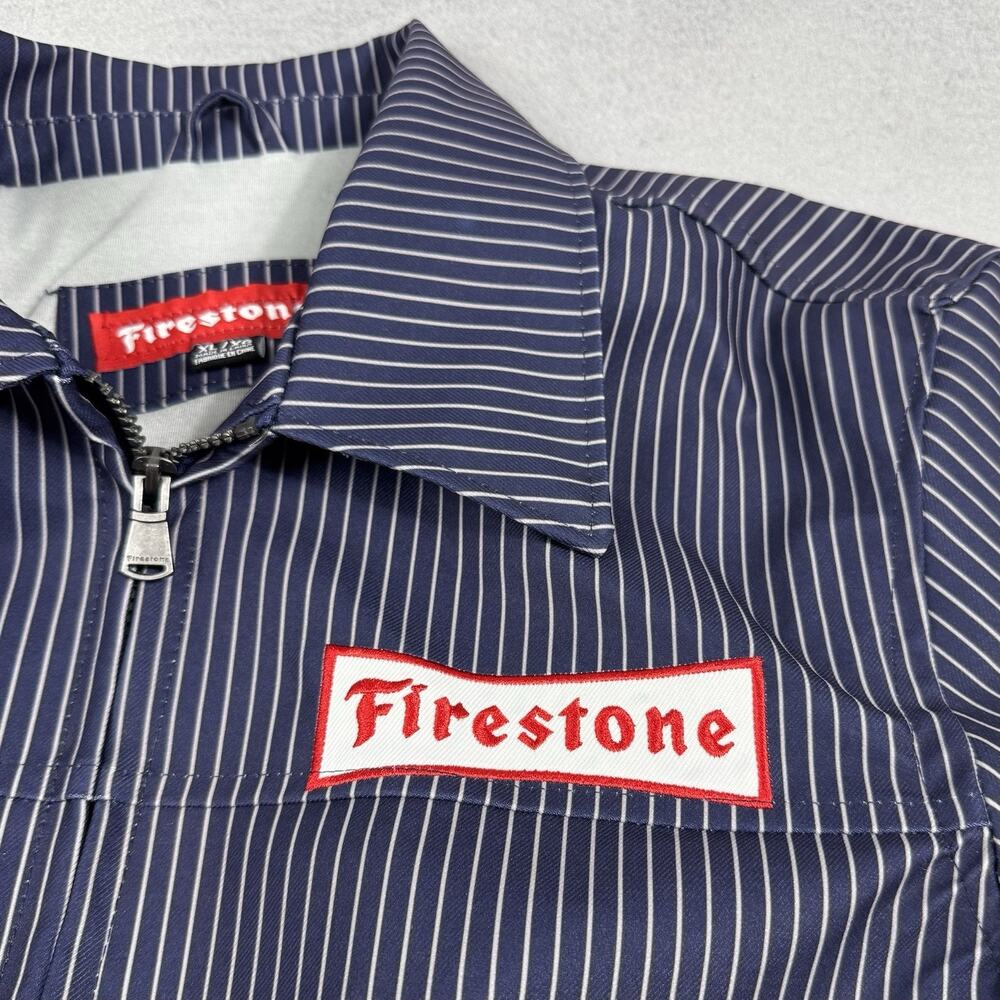 Firestone Work Jacket XL Navy Pinstripe Zip Mechanic Shop Racing NWT - Picture 9 of 16